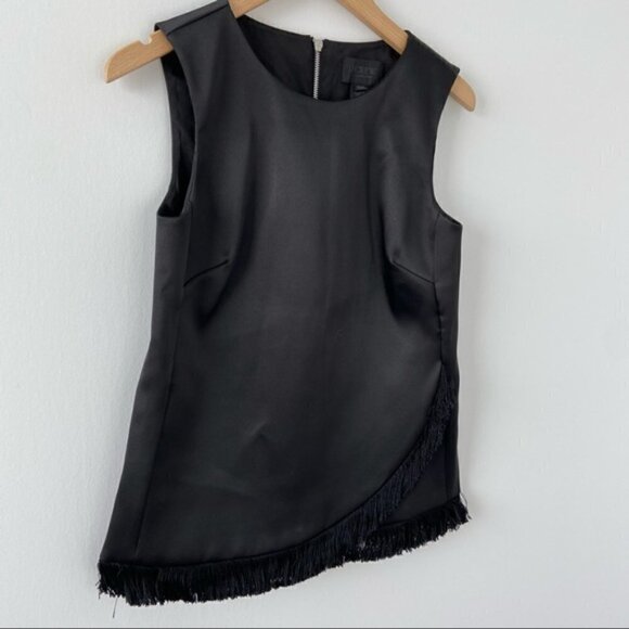 J.CREW Collection satin sleeveless shell Top with fringe sz XS/S - Picture 2 of 7